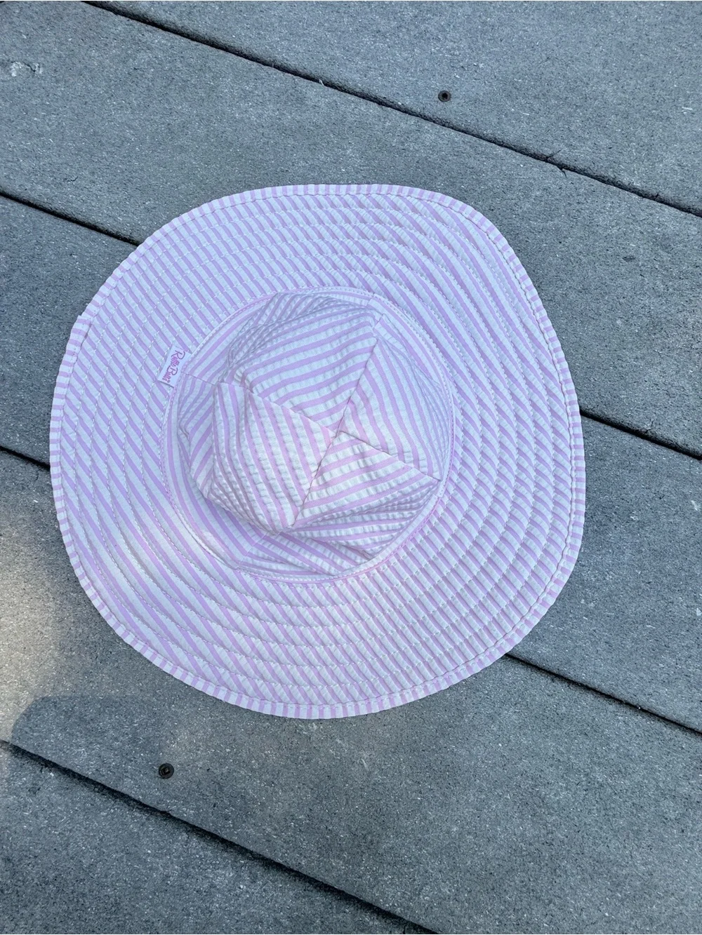 Ruffle Butts pink White Striped Wide Brim floppy Sun Hat